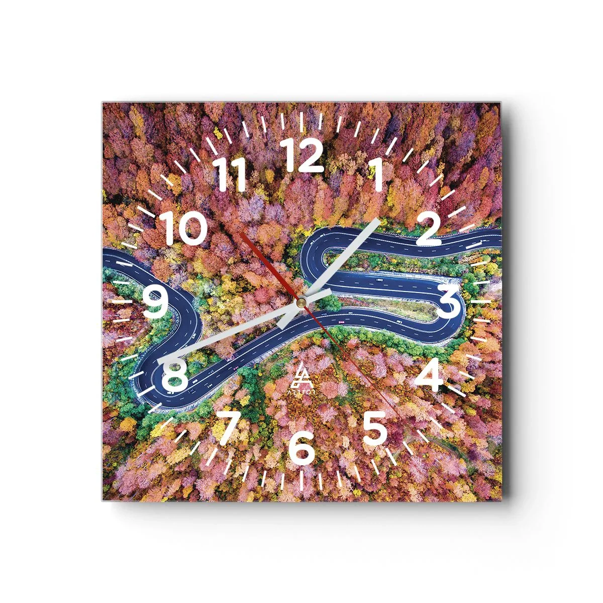 Horloge murale - Pendule murale - Route sinueuse à travers la forêt - 40x40 cm