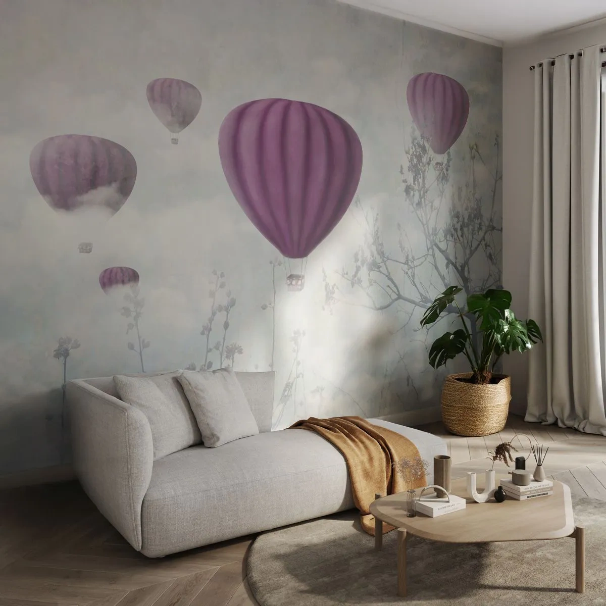 Papier Peint Photo Standard Eco - Comme des navires dans le ciel - Abstraction, Vol en montgolfière, Graphique - 450x315 cm
