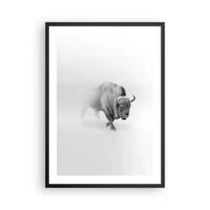 Affiche dans un cadre noir - Poster - Une version minimaliste du bison - 50x70cm - Roi de la prairie - Décoration murale moderne pour le salon et la chambre ARTTOR