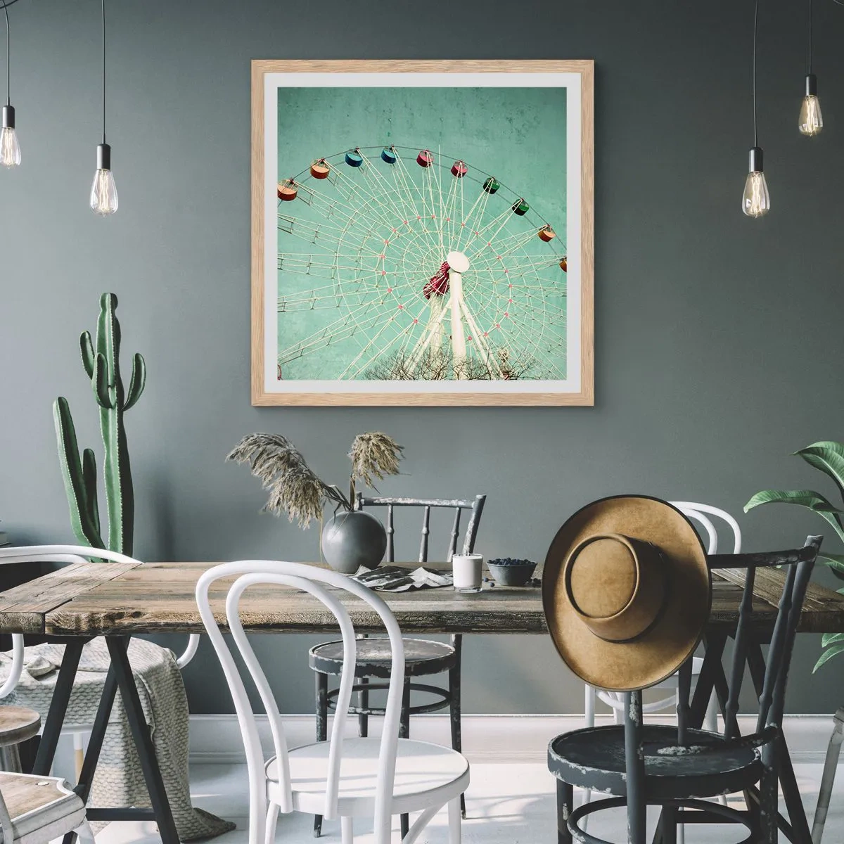 Affiche dans un chêne clair - Poster - Nous vous invitons à vous amuser - 50x50 cm