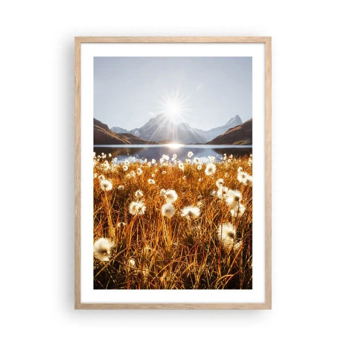 Affiche dans un chêne clair - Poster - Dureté de la roche, douceur de l'herbe - 50x70 cm