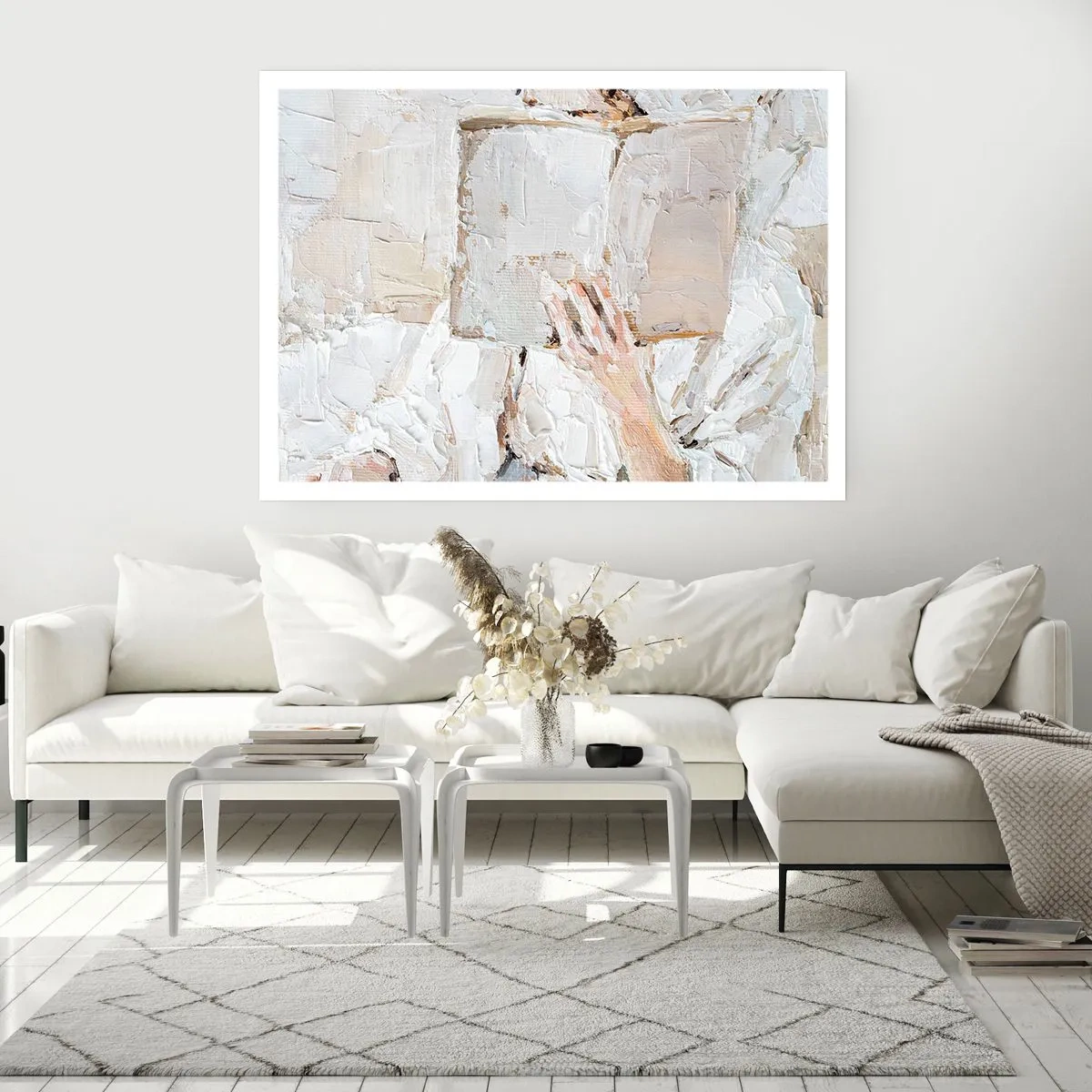 Affiche - Poster - Une peinture impressionniste d'une main tenant un livre ouvert. - 100x70cm - Dans un autre monde - Décoration murale moderne pour le salon et la chambre ARTTOR