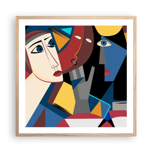 Affiche dans un chêne clair - Poster - Une conversation entre cubistes - 60x60 cm