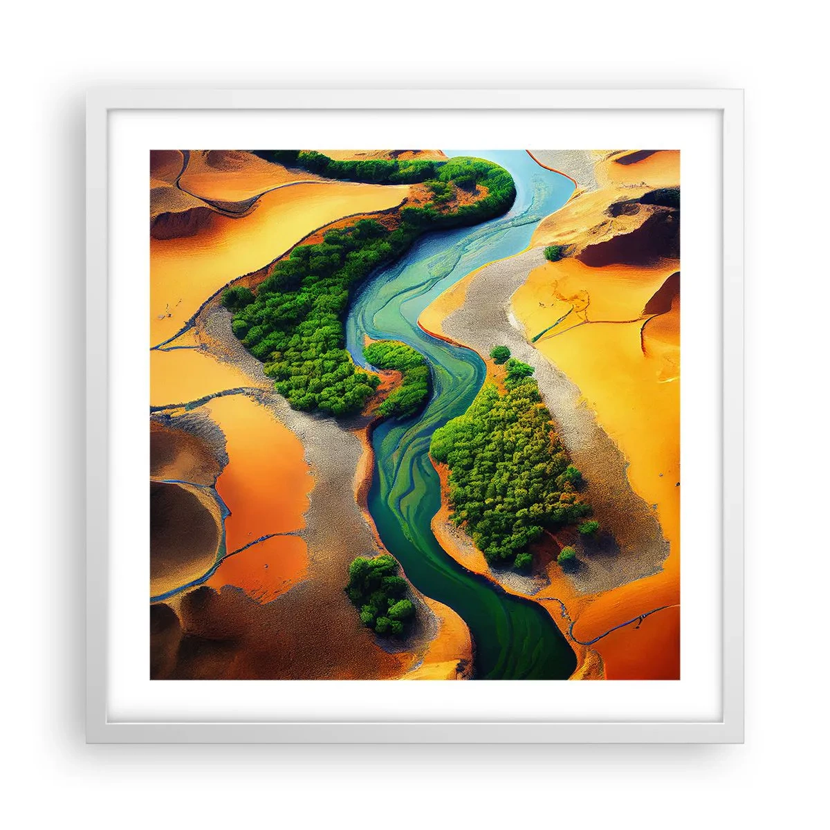 Affiche dans un cadre blanc - Poster - Rivière vivifiante - 50x50 cm