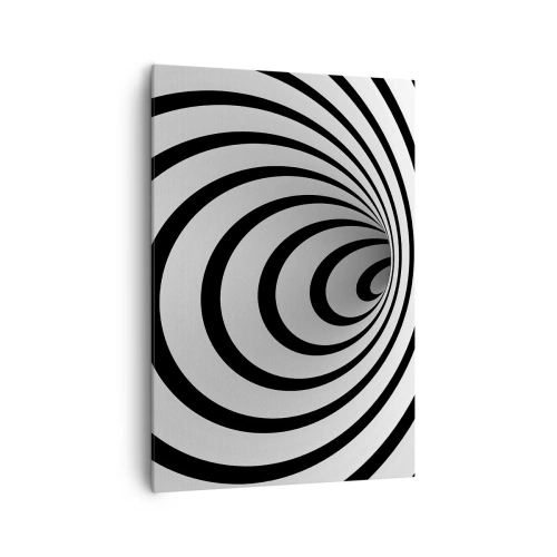Impression sur toile - Image sur toile - Une spirale noire et blanche créant un effet hypnotique - 70x100cm - Tu ne peux pas y résister aussi ? - Décoration murale moderne pour le salon et la chambre ARTTOR