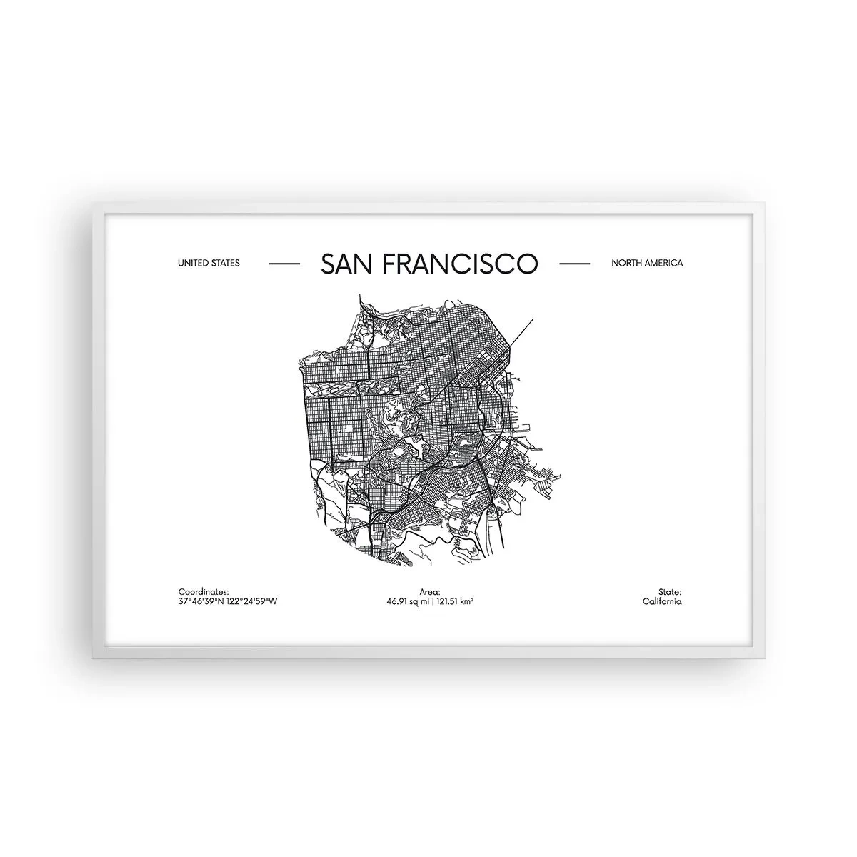 Affiche dans un cadre blanc - Poster - Anatomie de San Fransisco - 91x61 cm