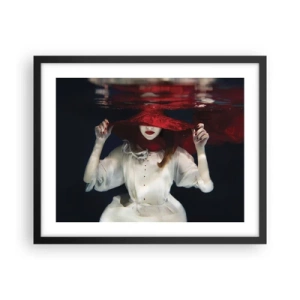 Affiche dans un cadre noir - Poster - Femme mystérieuse - 50x40 cm