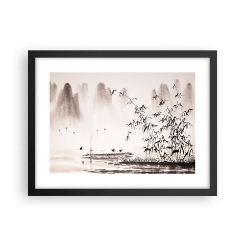 Affiche dans un cadre noir - Poster - Le silence des rizières - 40x30 cm