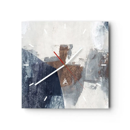 Horloge murale - Pendule murale - Formes abstraites dans des tons de bleu et de marron - 30x30cm - Formes bleues et brunes - Décoration murale moderne pour le salon et la chambre ARTTOR