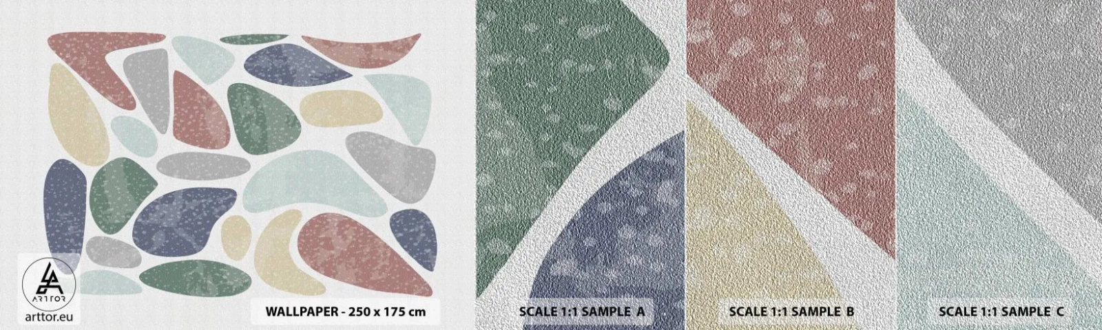 Échantillon de Papier Peint Premium Sand - Une mosaïque de couleurs poudrées - Minimalisme, Pastel, Bohème - 100x30 cm