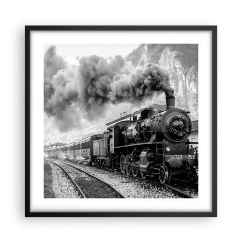 Affiche dans un cadre noir - Poster - Attend à la gare... - 50x50 cm