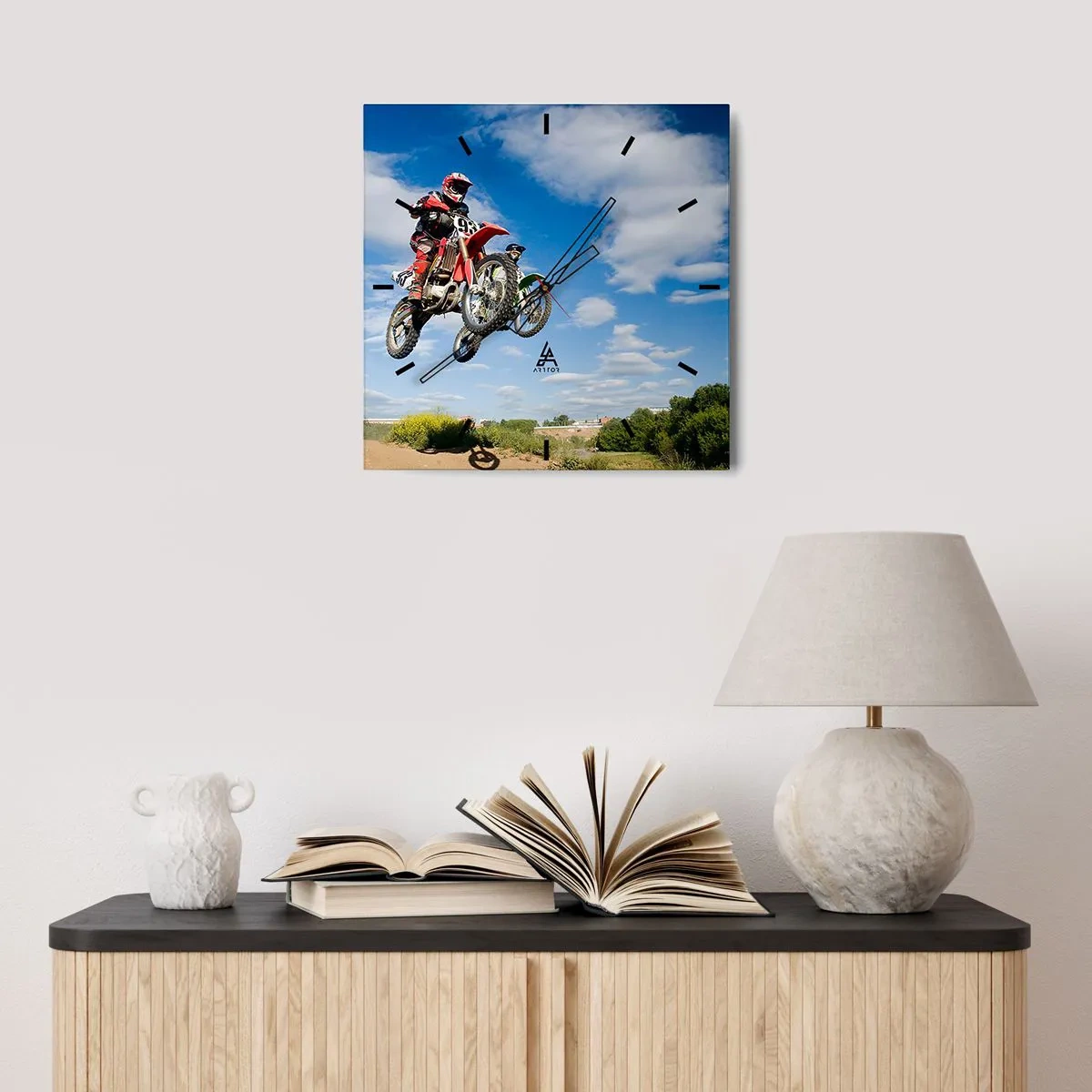 Horloge murale - Pendule murale - Saut en parachute - 40x40 cm