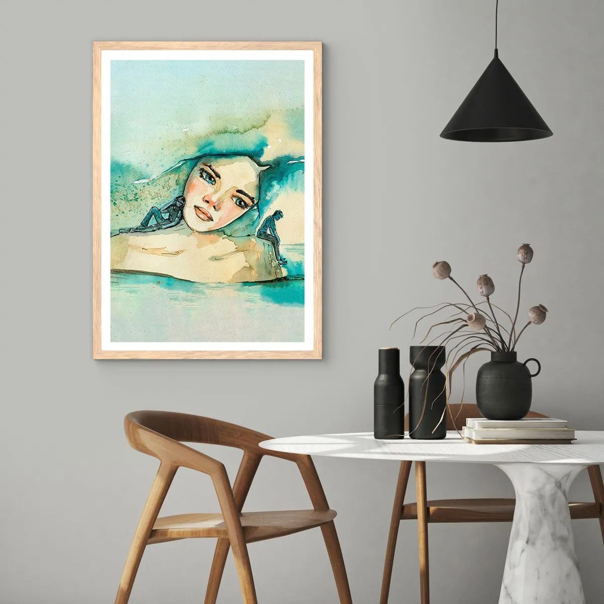 Affiche dans un chêne clair - Poster - Suis-je bleu? - 70x100 cm