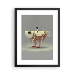 Affiche dans un cadre noir - Poster - Le cavalier poisson - 30x40 cm