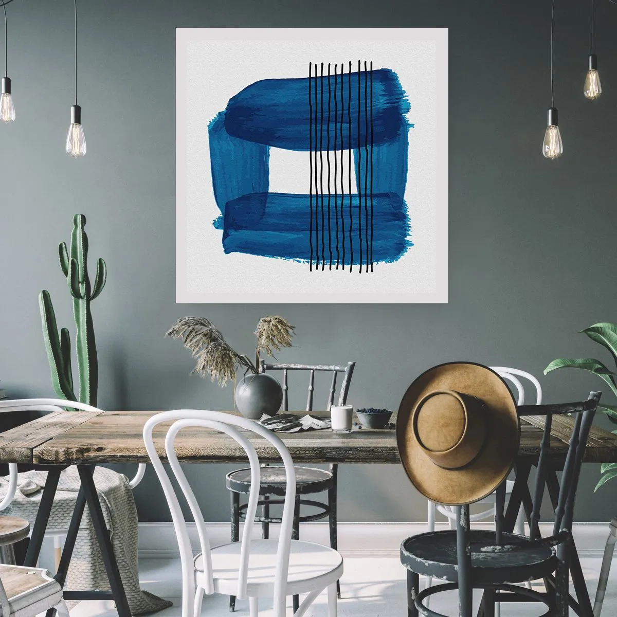 Affiche - Poster - Composition noire-bleue - 50x50 cm