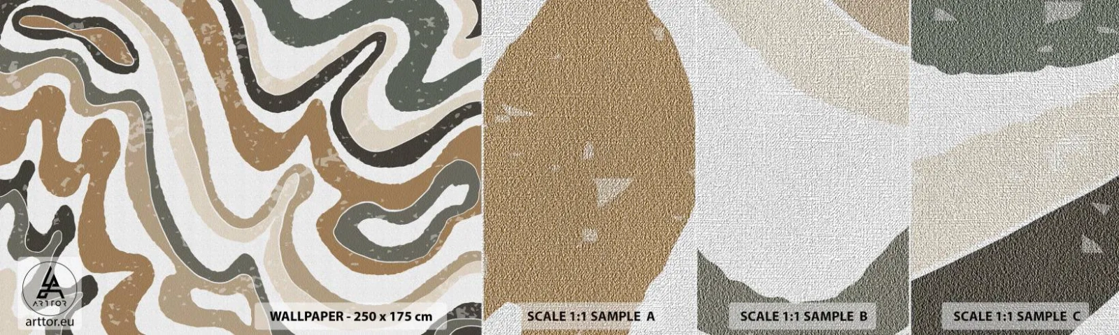 Échantillon de Papier Peint Premium Canvas - Méandres de couleurs de la terre - Abstraction, Morceau, Bohème - 100x30 cm