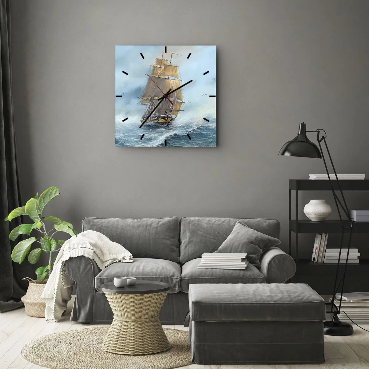 Horloge murale - Pendule murale - Se précipitant sur les vagues - 30x30 cm
