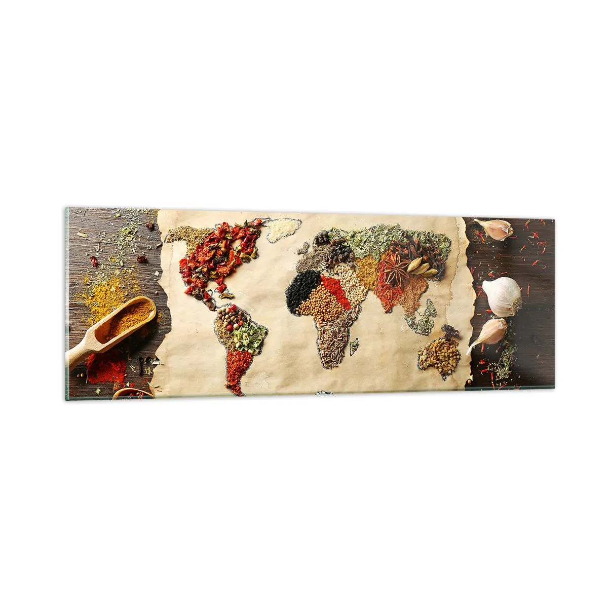 Impression sur verre - Image sur verre - Toutes les saveurs du monde - 90x30 cm