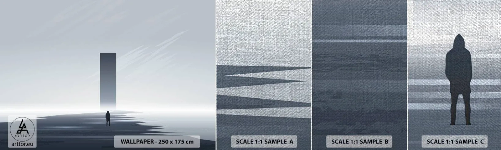 Échantillon de Papier Peint Premium Canvas - Opportunité ou menace ? - Minimalisme, Moderne, Solitude - 100x30 cm