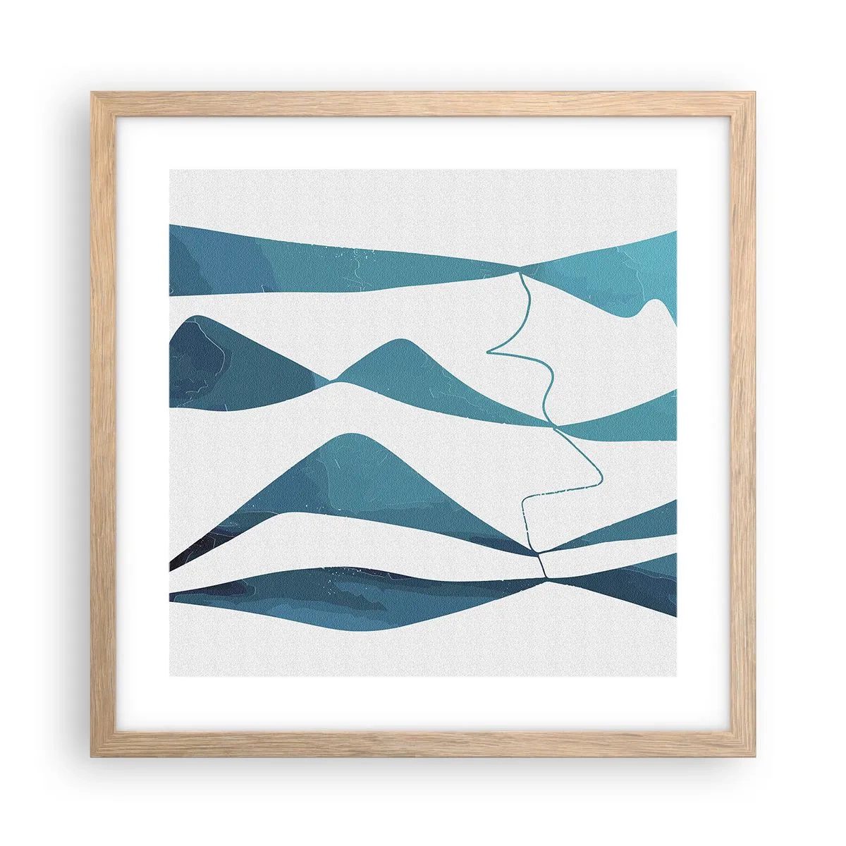 Affiche dans un chêne clair - Poster - Abstraction : composé turquoise - 40x40 cm