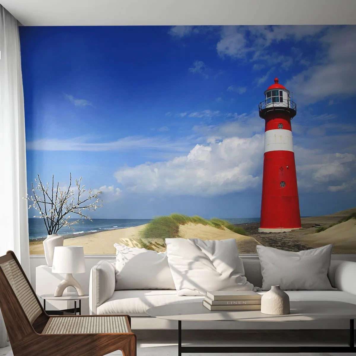 Papier Peint Photo Premium Sand - Rêve de solitude - Paysage, Phare, Pays-Bas - 500x350 cm