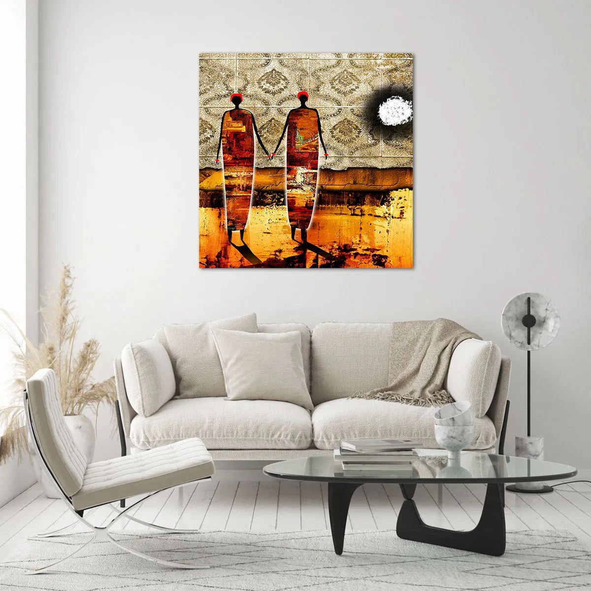 Impression sur verre - Image sur verre - Composition ethnique aux couleurs de l'Afrique - 30x30 cm