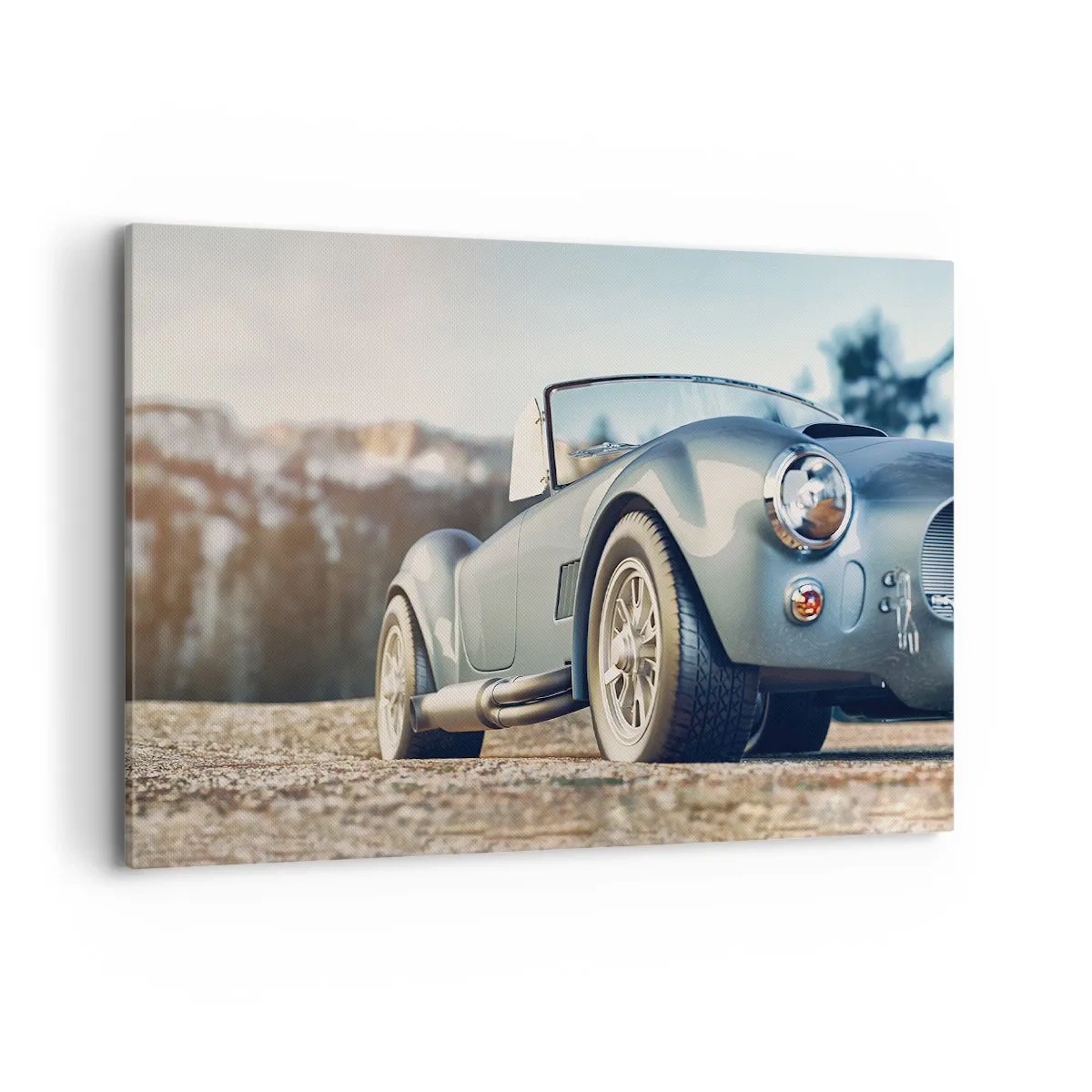 Impression sur toile - Image sur toile - Voiture décapotable classique dans un cadre pittoresque - 120x80cm - Ce qui compte c'est le style - Décoration murale moderne pour le salon et la chambre ARTTOR
