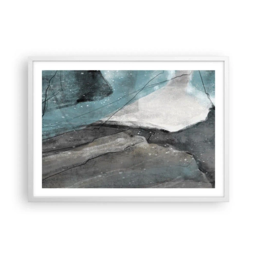 Affiche dans un cadre blanc - Poster - Résumé : roches et glace - 70x50 cm