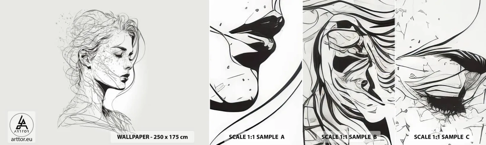 Échantillon De Papier Peint Standard Eco - Portrait en pensée - Femme, Portrait, Doubler - 100x30 cm