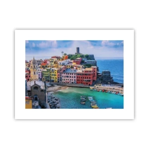 Affiche - Poster - Petite ville magique de méditerranée - 40x30 cm