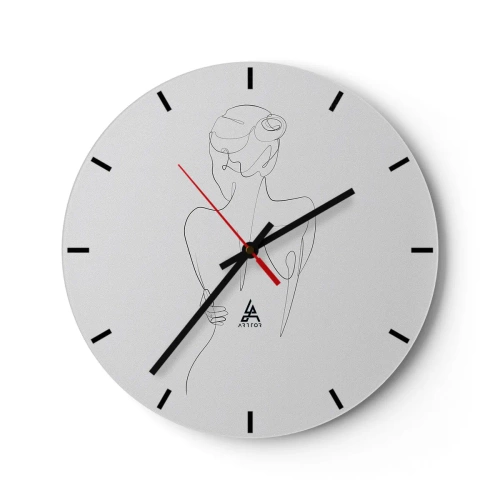 Horloge murale - Pendule murale - La ligne subtile d'une silhouette féminine sur fond blanc - 30x30cm - Musique corporelle - Décoration murale moderne pour le salon, la cuisine et la chambre ARTTOR