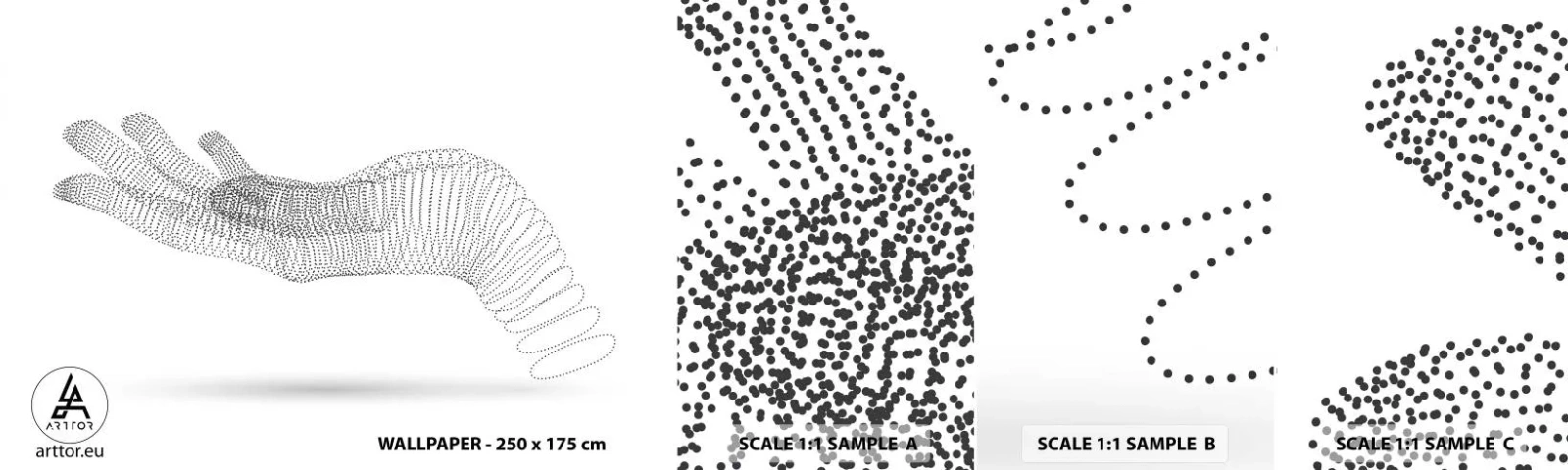 Échantillon de Papier Peint Autocollant Deluxe Sticker - La main ressort - Abstraction, Graphique, Main - 100x30 cm