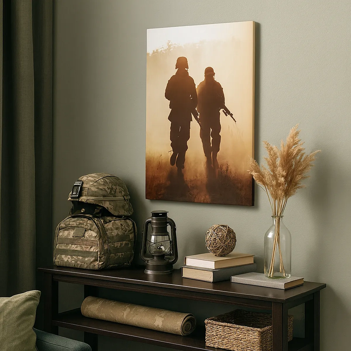 Impression sur toile - Image sur toile - Des soldats marchant dans le brouillard matinal sur fond de nature - 50x70cm - Call of Duty - Décoration murale moderne pour le salon et la chambre ARTTOR