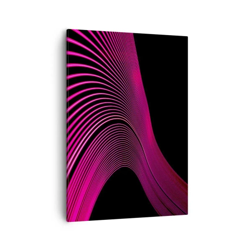 Impression sur toile - Image sur toile - Lignes futuristes dans des tons de rose sur fond noir - 50x70cm - Avenue de lumière - Décoration murale moderne pour le salon et la chambre ARTTOR