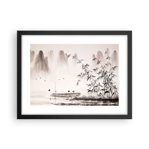 Affiche dans un cadre noir - Poster - Le silence des rizières - 40x30 cm