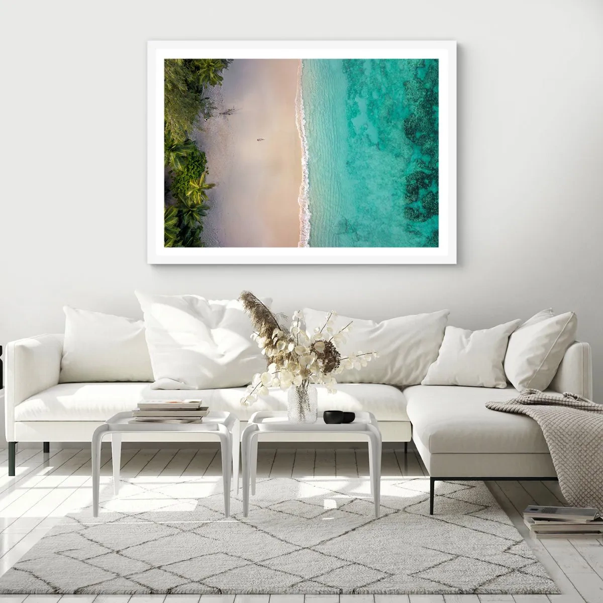 Affiche dans un cadre blanc - Poster - Plage paradisiaque - 100x70 cm