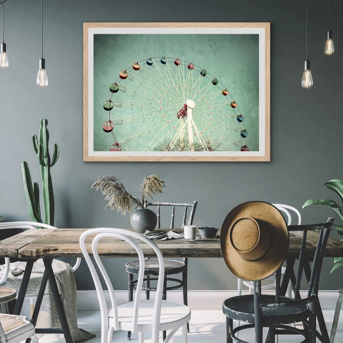 Affiche dans un chêne clair - Poster - Nous vous invitons à vous amuser - 50x40 cm