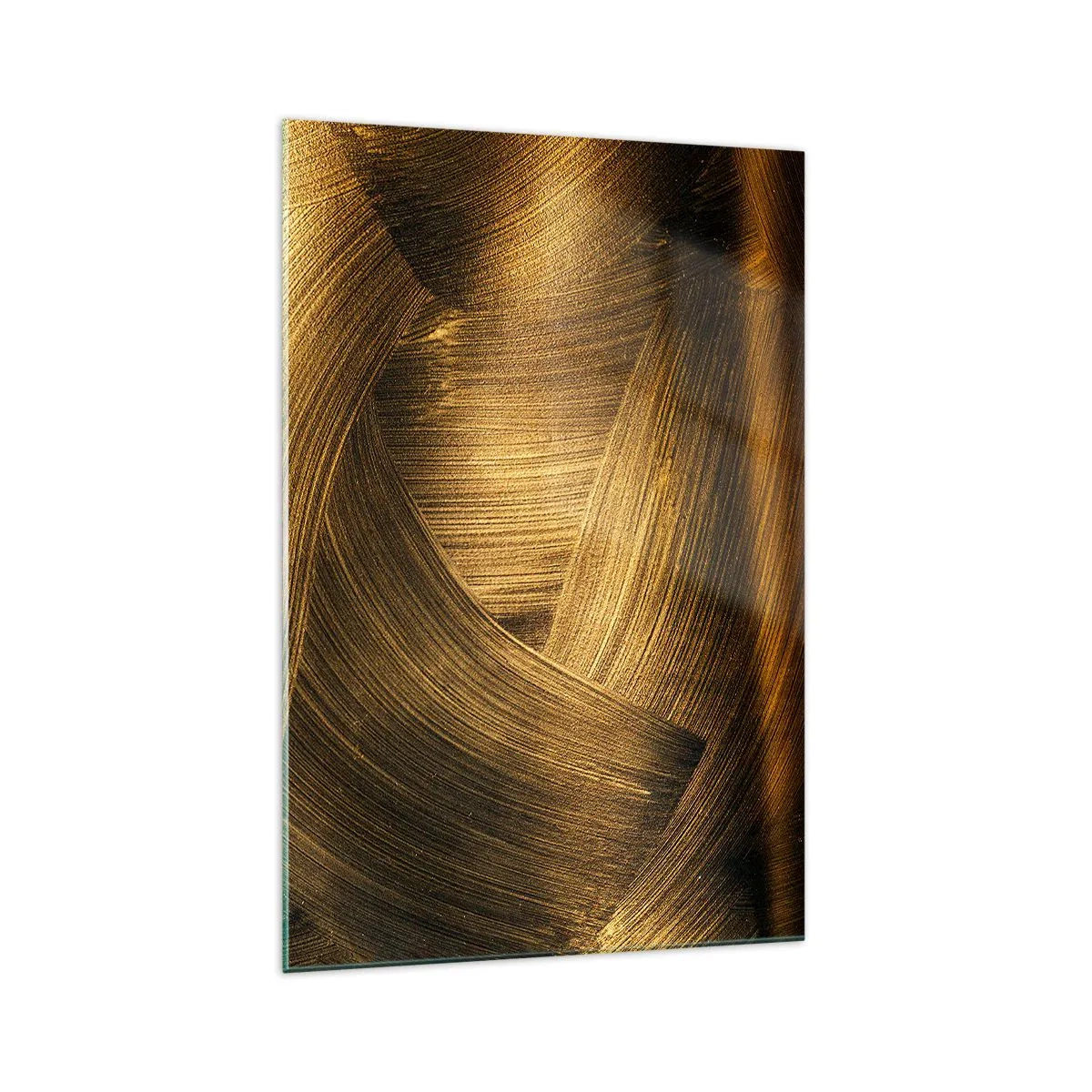 Impression sur verre - Image sur verre - Coups de pinceau abstraits dorés - 70x100cm - Dans un labyrinthe en or - Décoration murale moderne pour le salon et la chambre ARTTOR