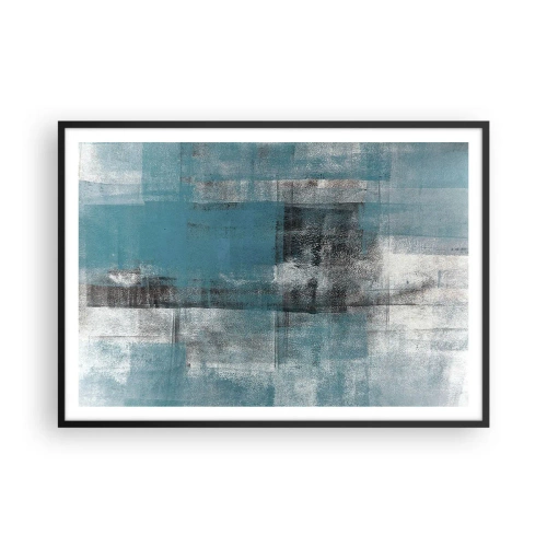 Affiche dans un cadre noir - Poster - Une composition abstraite dans des tons de bleu avec texture et couches. - 100x70cm - Eau et air - Décoration murale moderne pour le salon et la chambre ARTTOR