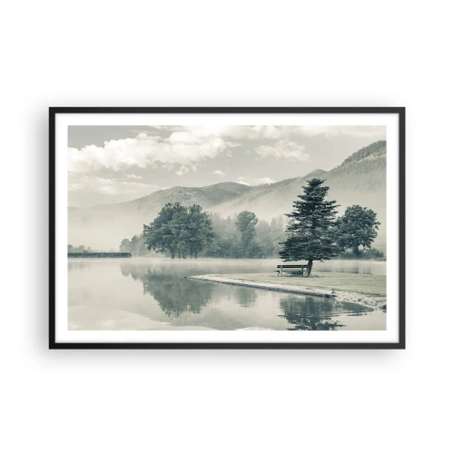 Affiche dans un cadre noir - Poster - Le lac dort encore - 91x61 cm