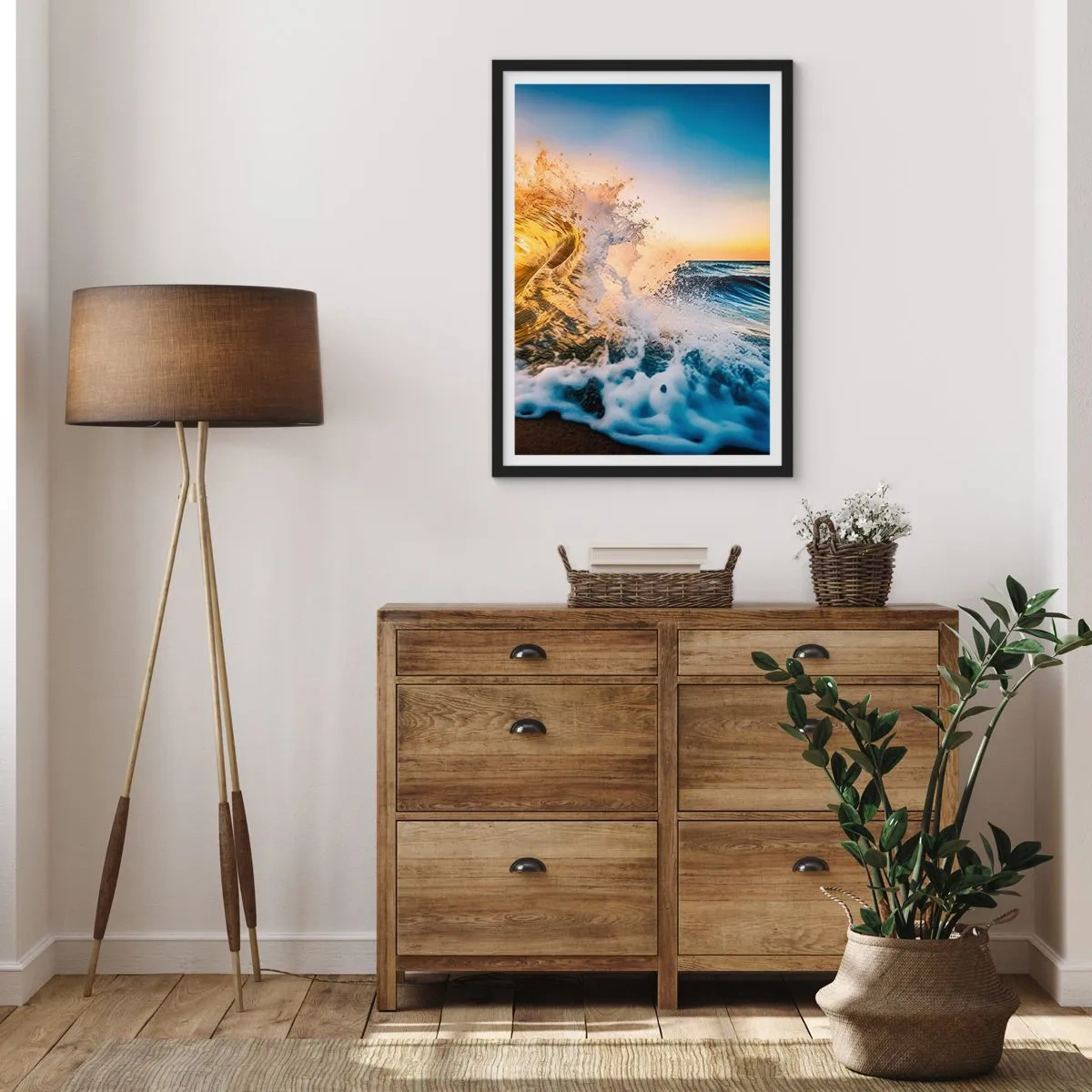 Affiche dans un cadre noir - Poster - S'amuser dans le sable - 30x40 cm