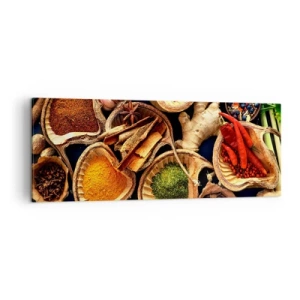 Impression sur toile - Image sur toile - Bols d'épices de différentes couleurs - 140x50cm - Prends ce que tu veux - Décoration murale moderne pour le salon et la chambre ARTTOR