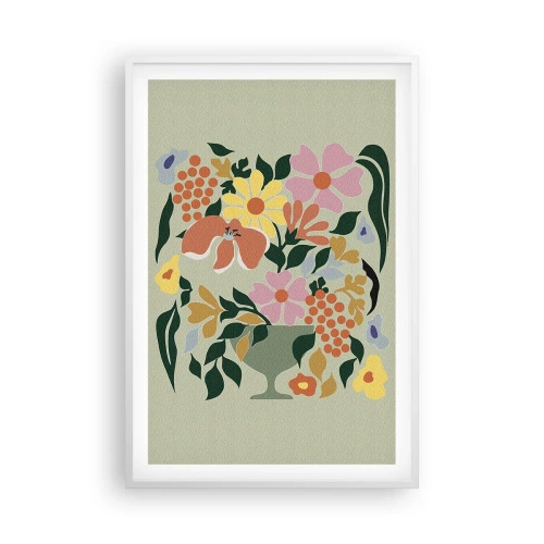 Affiche dans un cadre blanc - Poster - Un bouquet plein de vie - 61x91 cm