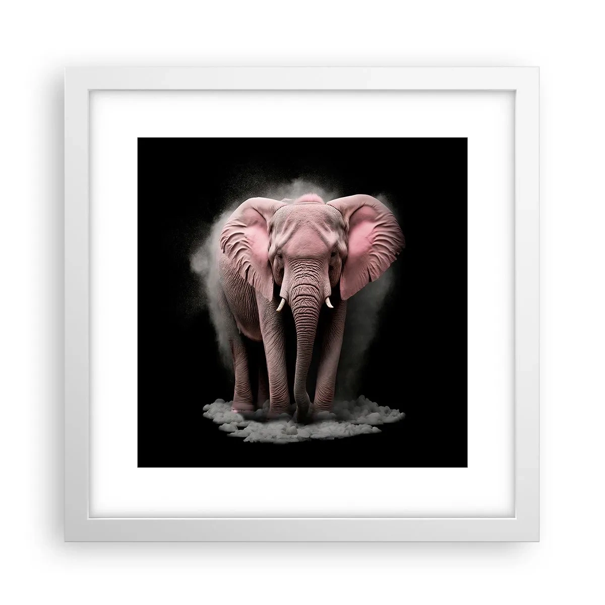 Affiche dans un cadre blanc - Poster - Ne pensez pas à un éléphant rose ! - 30x30 cm