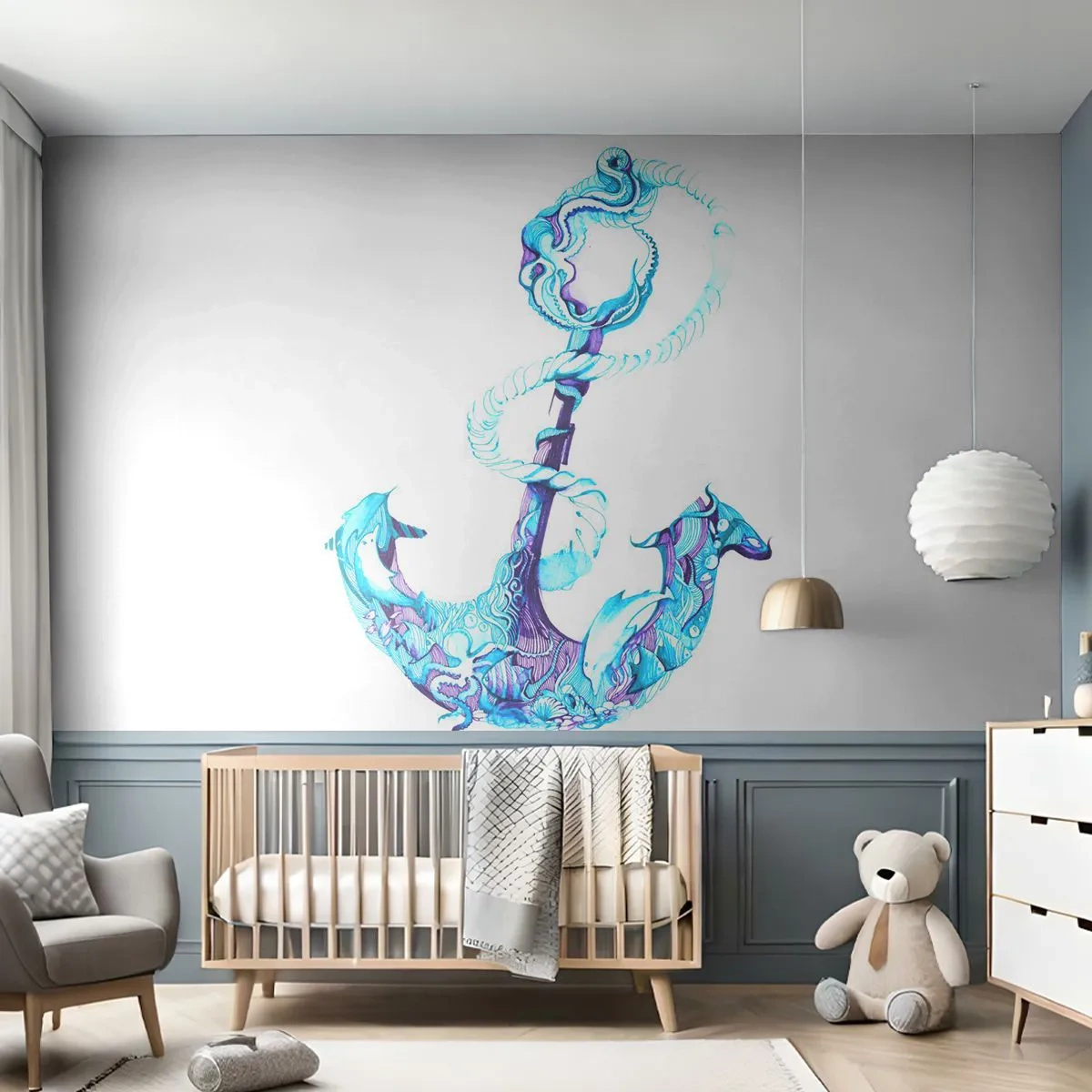 Papier Peint Autocollant Deluxe Sticker - Le confident des secrets de la mer - Abstraction, Ancre, Mer - 250x175 cm