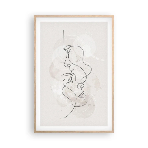 Affiche dans un chêne clair - Poster - Emmêlé dans une étreinte - 61x91 cm