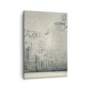 Impression sur toile - Image sur toile - Dessins et schémas sur fond de mur brut - 50x70cm - Ma vie fantastique en ville - Décoration murale moderne pour le salon et la chambre ARTTOR
