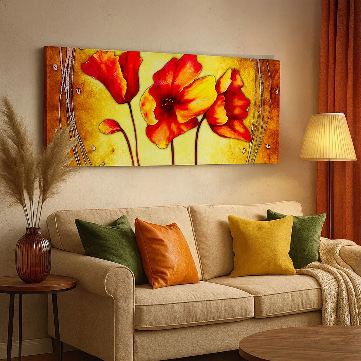 Impression sur toile - Image sur toile - Dans la décoration Art Nouveau - 100x40 cm
