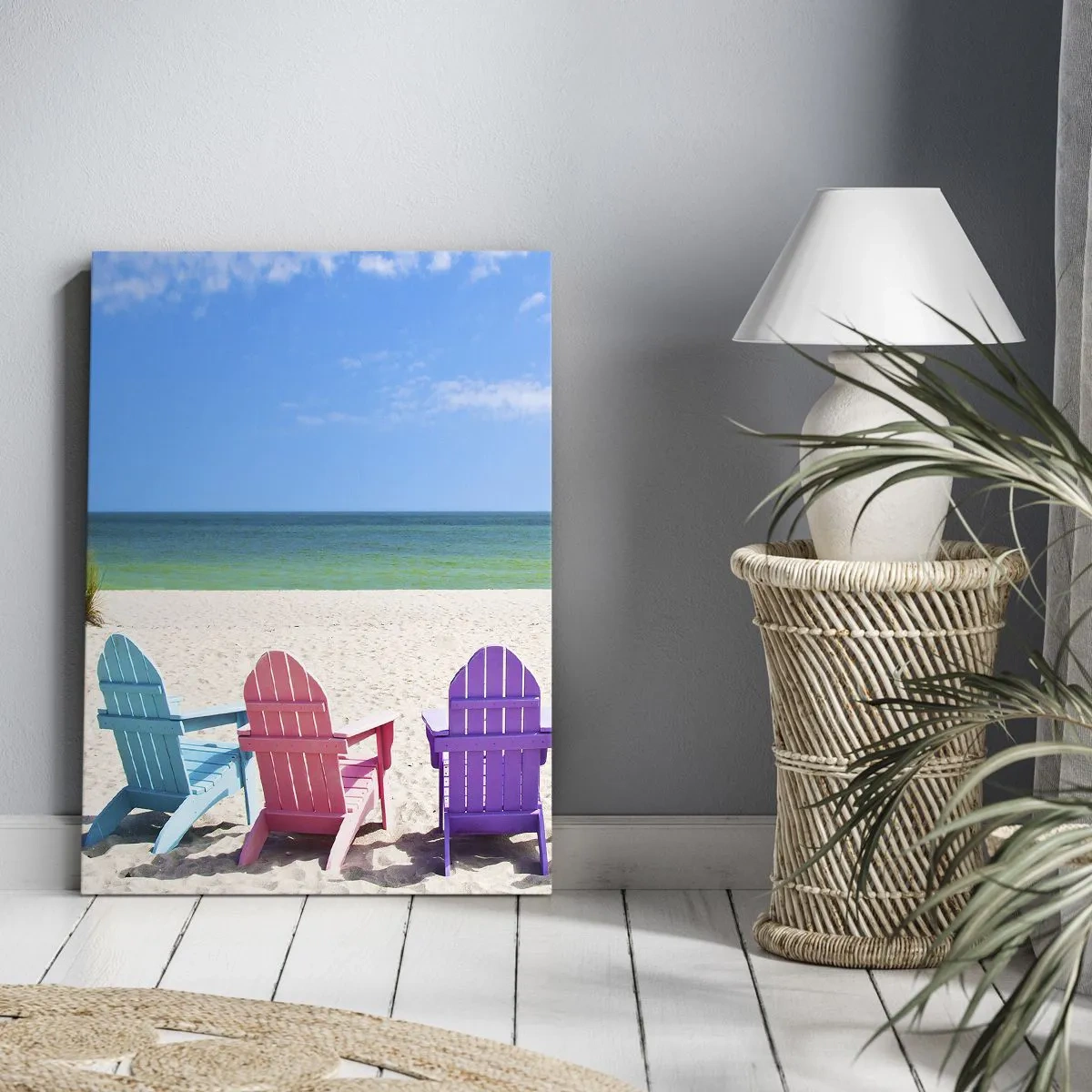 Impression sur toile - Image sur toile - Plage arc-en-ciel - 55x100 cm