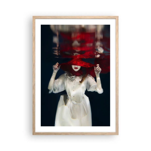 Affiche dans un chêne clair - Poster - Femme mystérieuse - 50x70 cm